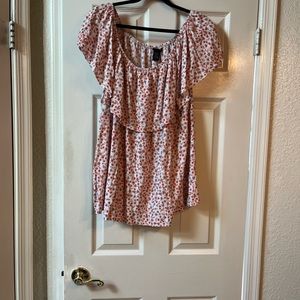 Women's Pink Floral Ruffle Off-Shoulder Top